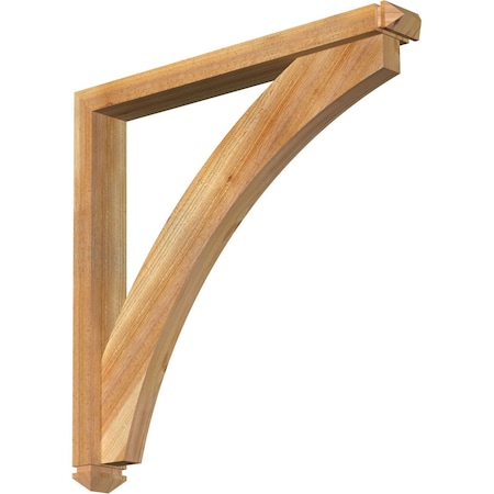 Thorton Arts And Crafts Rough Sawn Bracket W/ Offset Brace, Western Red Cedar, 4W X 32D X 32H